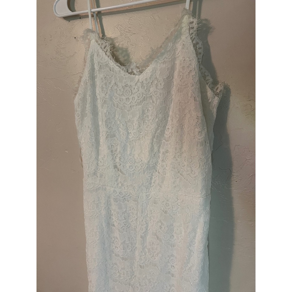 Monteau Los Angeles White Floral Lace Wide Leg Jumpsuit Bridal Bachelorette Boho - Picture 9 of 10